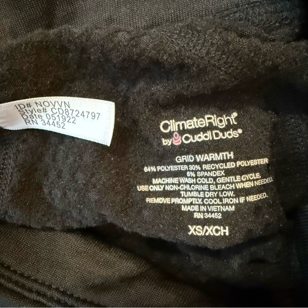Cuddl Duds Climate Right Grid Warmth Black High-Waisted Base Layer Leggings XS - Picture 10 of 11